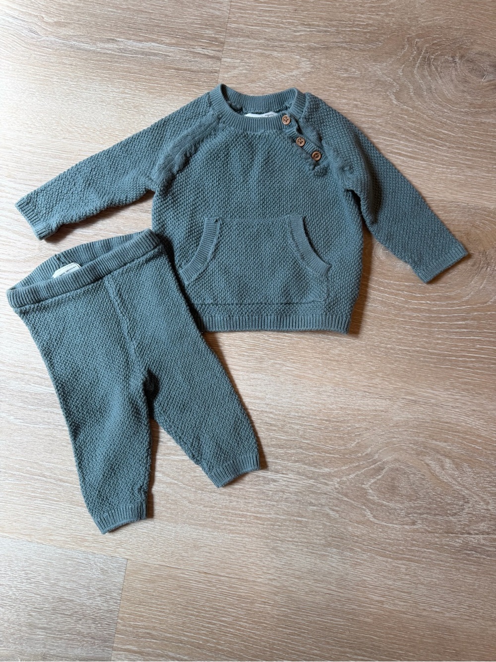 Cozy Knit Crewneck Matching Set in Olive Green